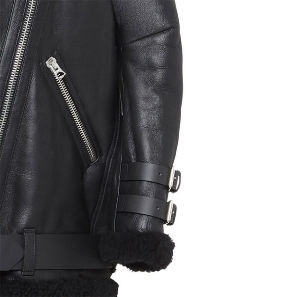 Chaqueta extragrande para mujer de Velocite, confeccionada en piel auténtica y piel de oveja. - Imagen 4