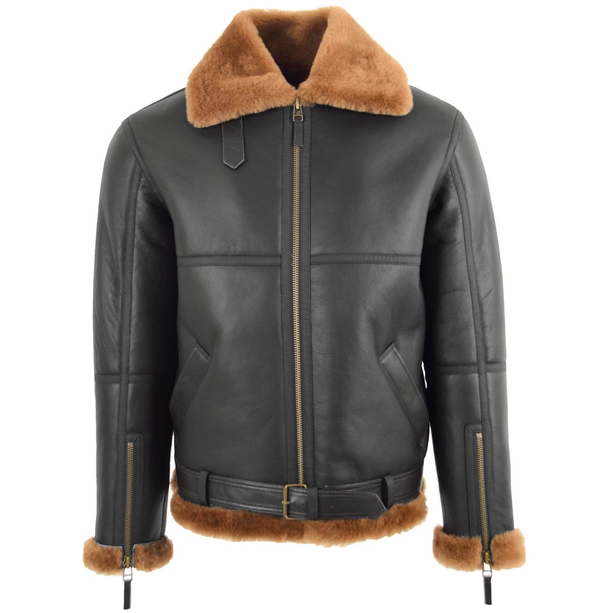 BUNERI Chaqueta de Vuelo RAF Tyler en Piel de Oveja Marrón Jengibre - Imagen 4