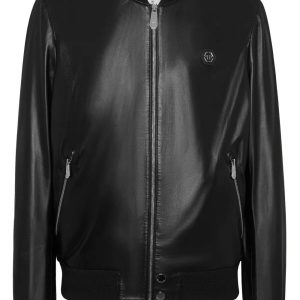 BUNERI Bomber Cuero Negro Estilo Designer