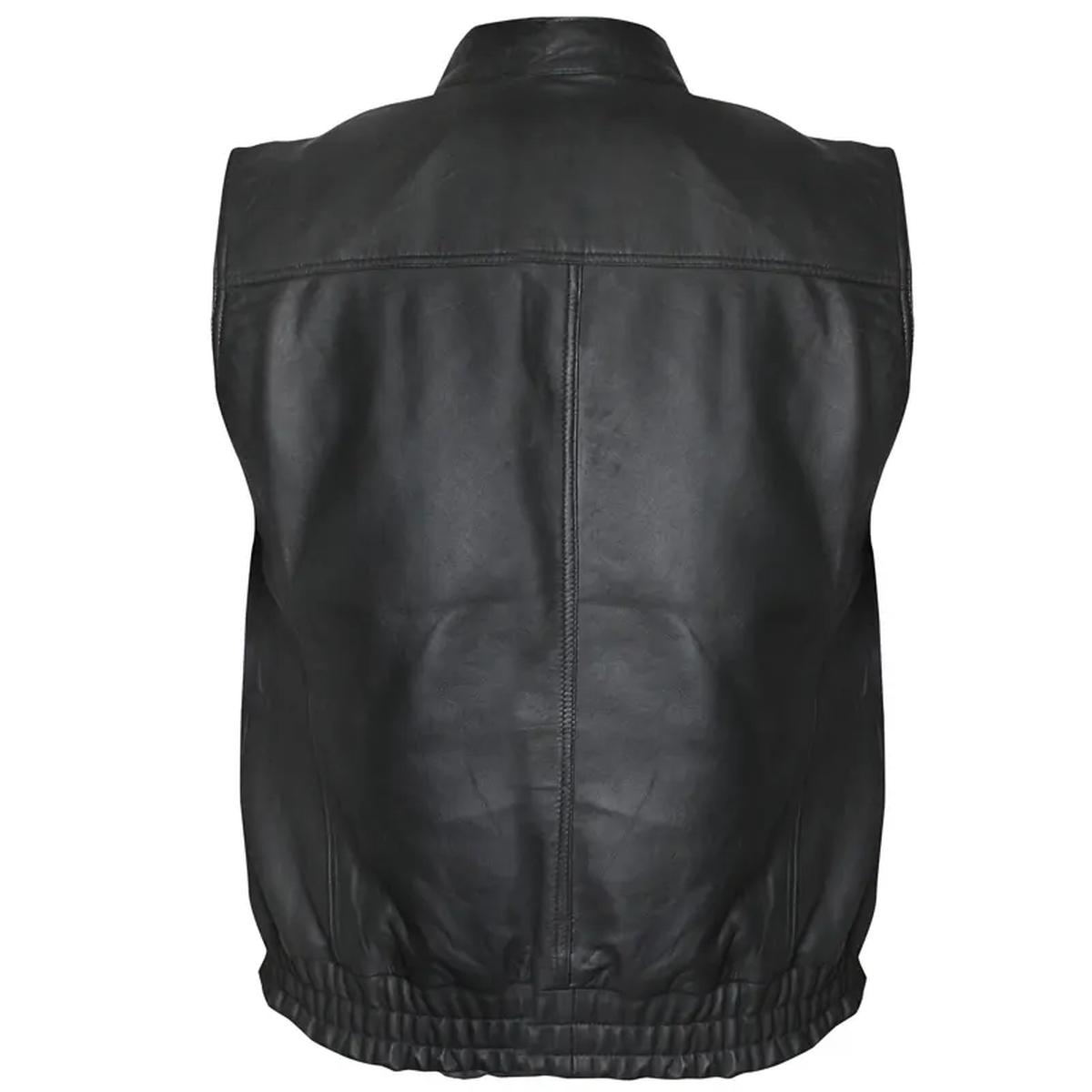 Chaleco de motociclista de cuero negro auténtico de alta calidad para hombre - Imagen 6