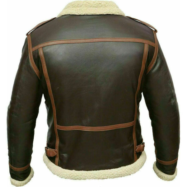 Chaqueta de aviador de piel de oveja marrón al estilo de un bombardero B-3 de la RAF. - Imagen 4
