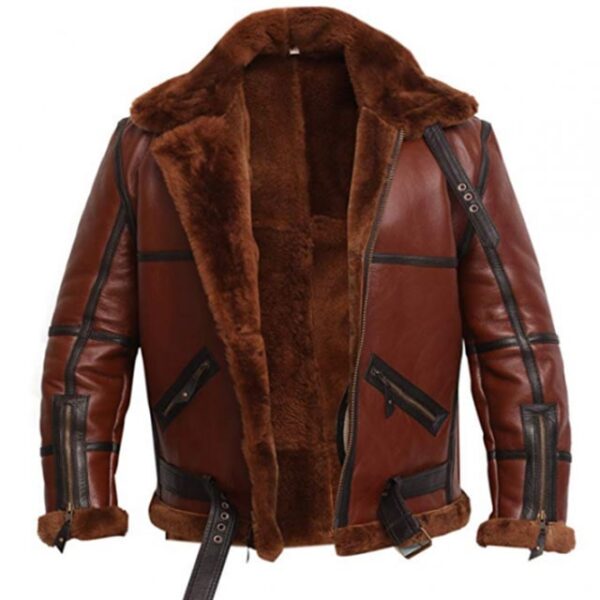 Chaqueta de piel de oveja de la Real Fuerza Aérea Británica con ribete de piel. - Imagen 3