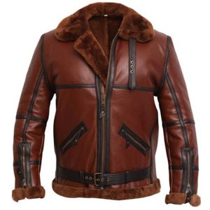 Chaqueta de piel de oveja de la Real Fuerza Aérea Británica con ribete de piel.