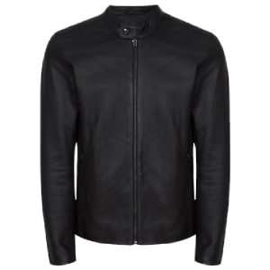 Chaqueta estilo café racer de cuero genuino negro para hombre de Keith