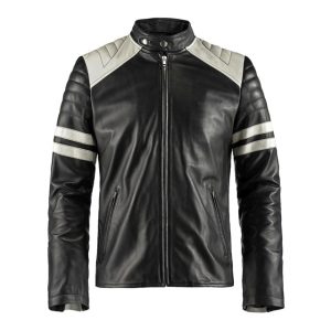Chaqueta de motorista retro de cuero genuino para hombre de Mayhem