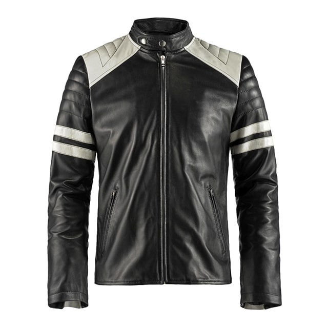 Chaqueta de motorista retro de cuero genuino para hombre de Mayhem