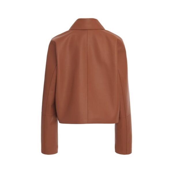 Chaqueta clásica de auténtica piel encerada de color marrón óxido. - Imagen 4