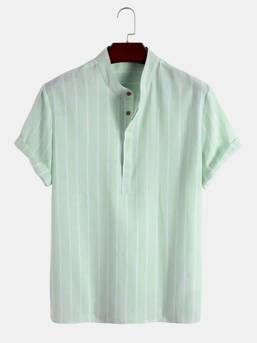 Elegante camisa a rayas de manga corta - Imagen 9