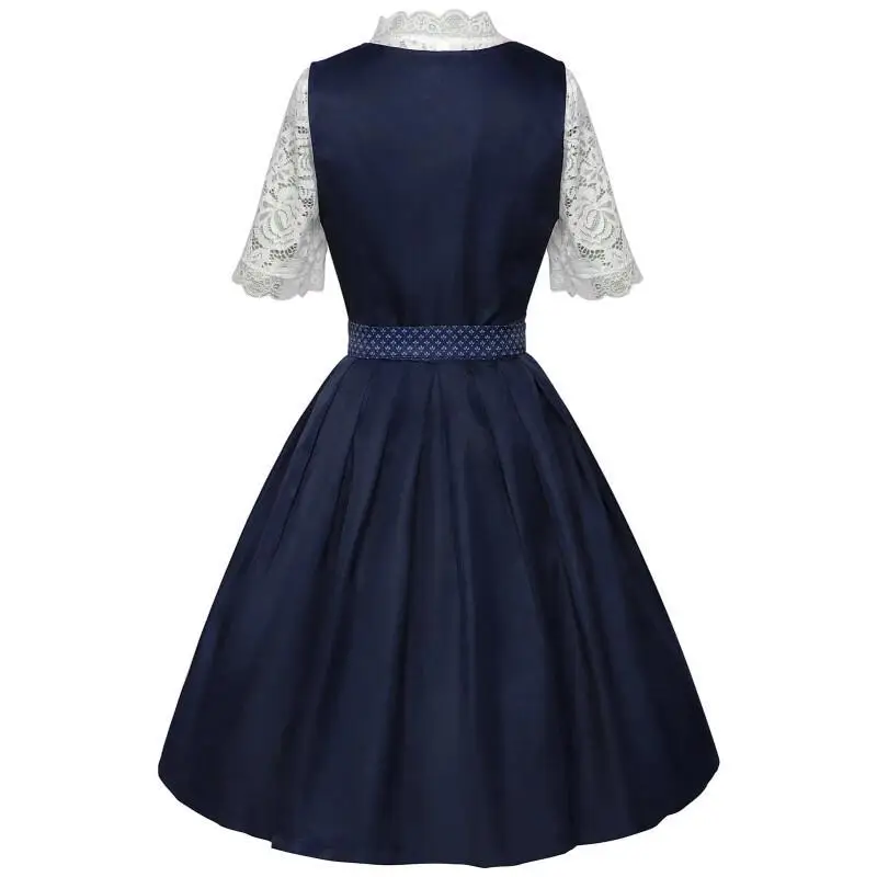Robe Dirndl Traditionnelle Femme avec Chemisier et Tablier - Imagen 7