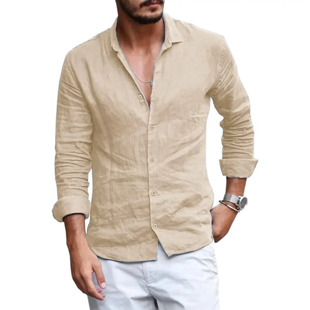 Elegante camisa de verano de algodón y lino - Imagen 6