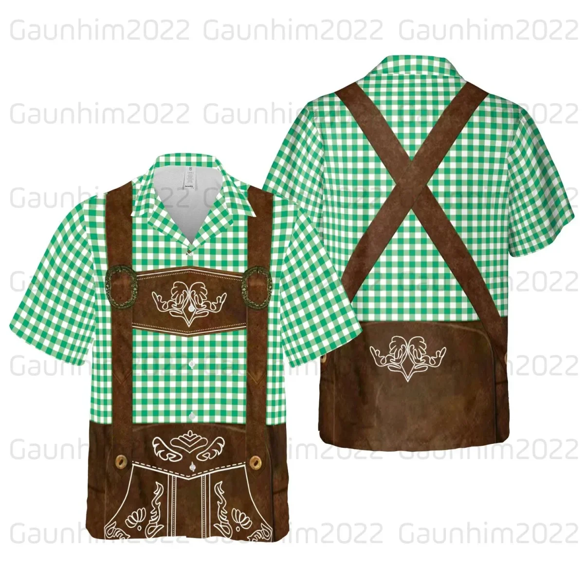 Chemise homme à manches courtes motif bretelles et thème Oktoberfest - Imagen 6