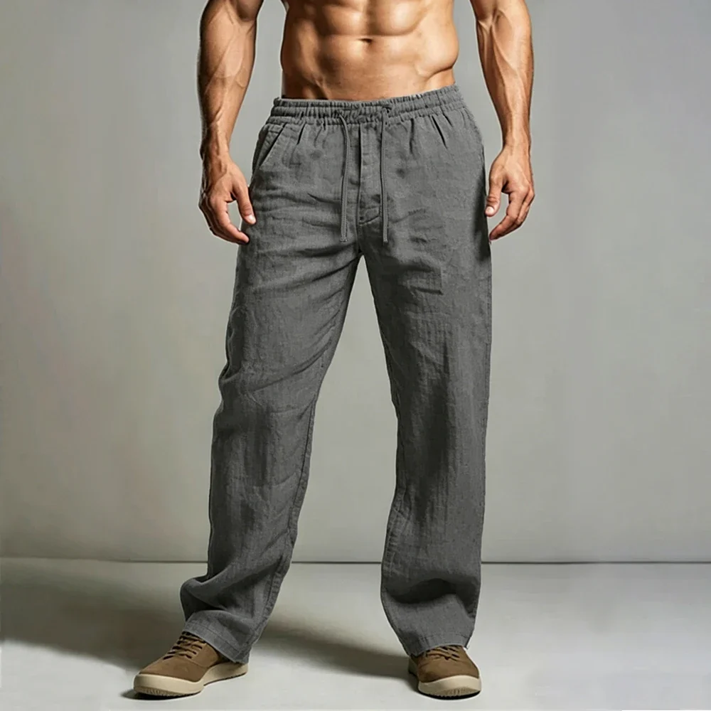 Pantalones elegantes de algodón y lino - Imagen 8