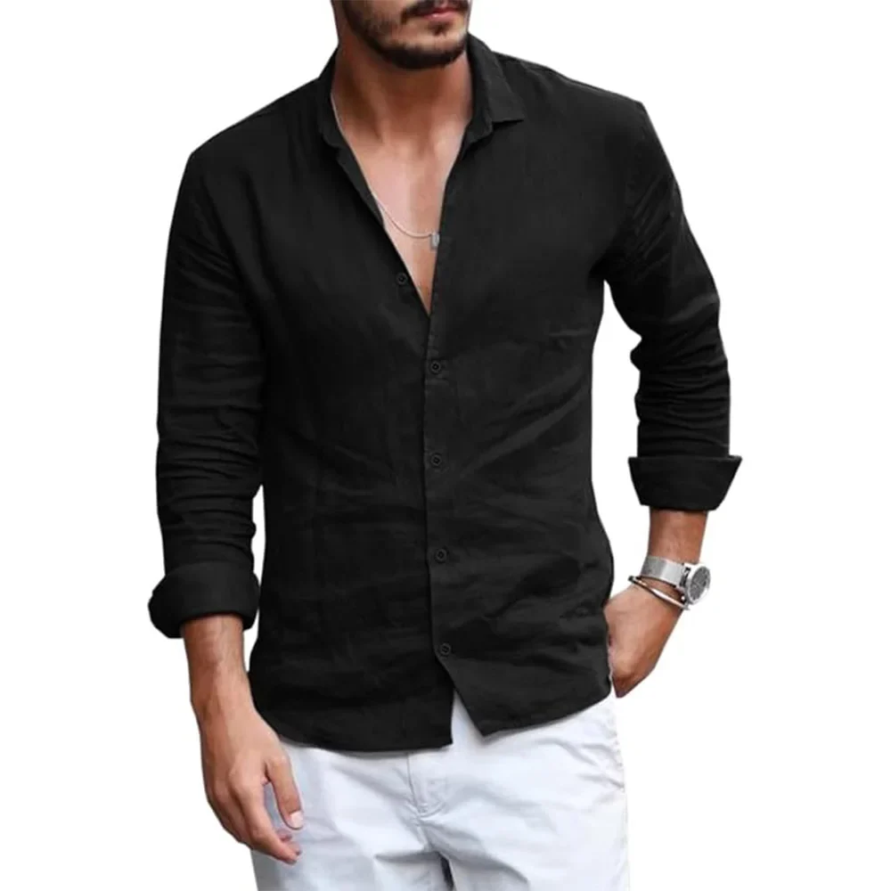 Elegante camisa de verano de algodón y lino - Imagen 5