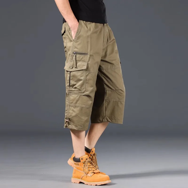 Pantalones cortos cargo largos de algodón - Imagen 3