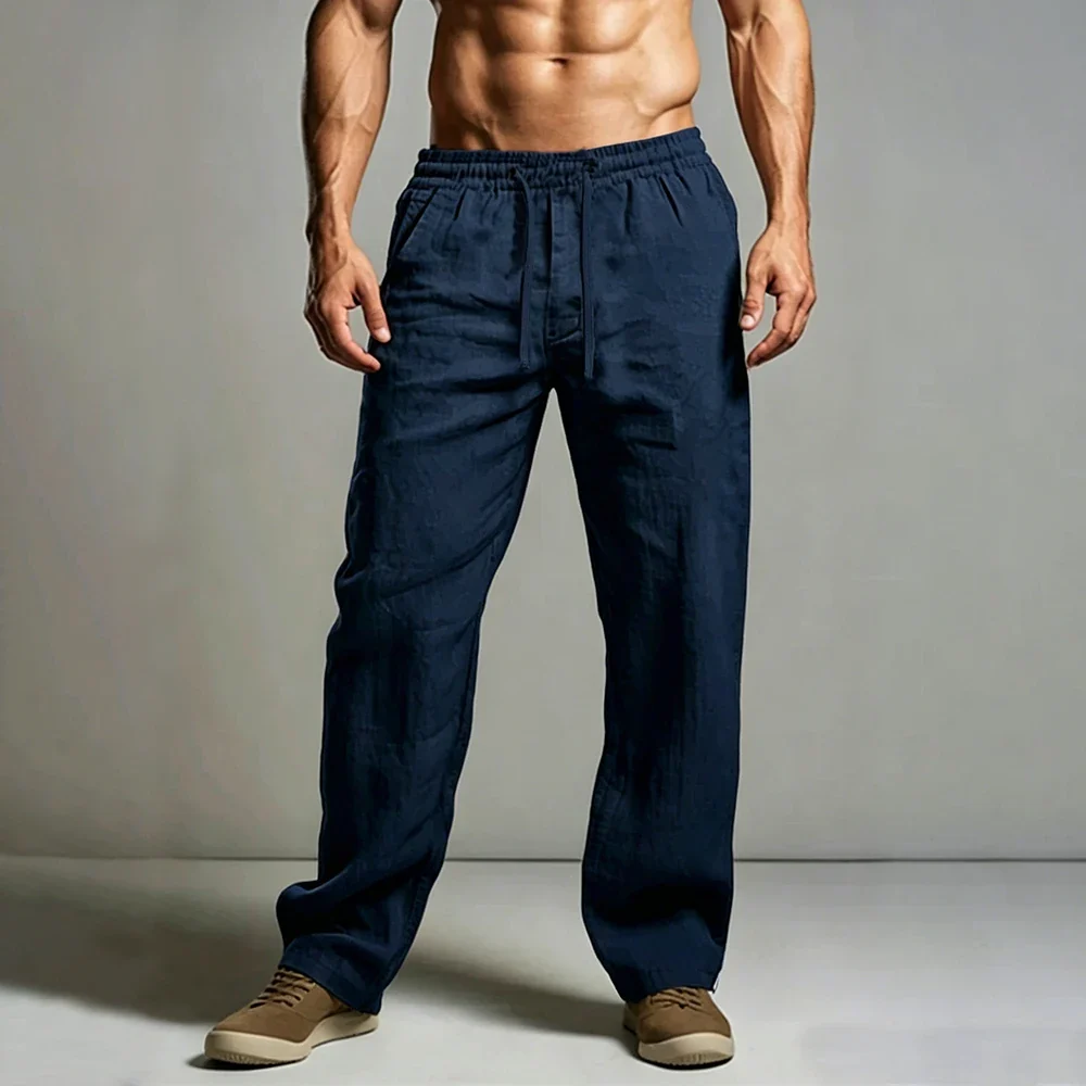 Pantalones elegantes de algodón y lino - Imagen 3