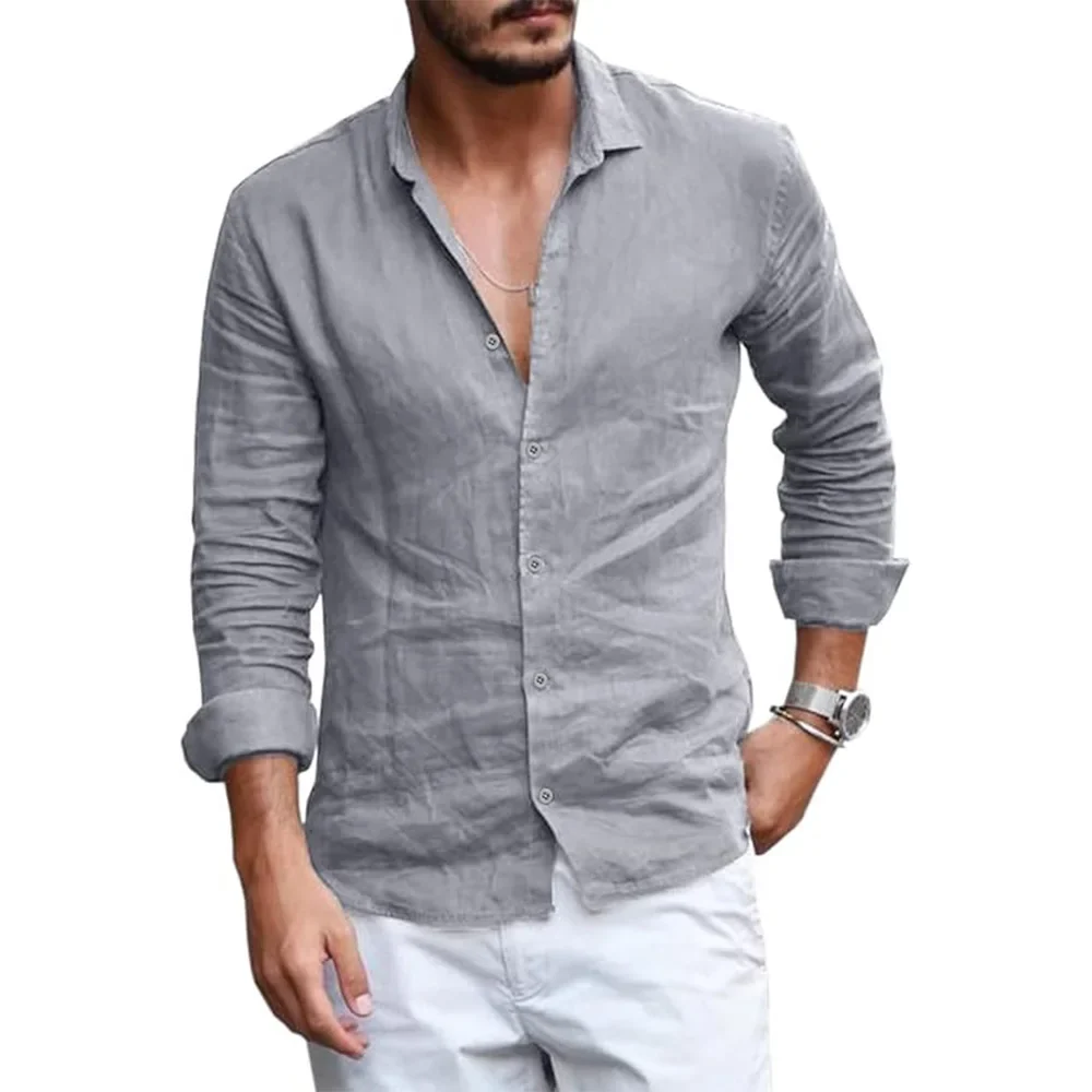Elegante camisa de verano de algodón y lino - Imagen 4