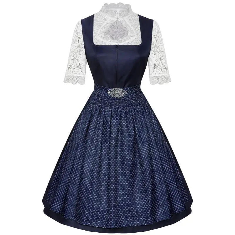 Robe Dirndl Traditionnelle Femme avec Chemisier et Tablier - Imagen 5