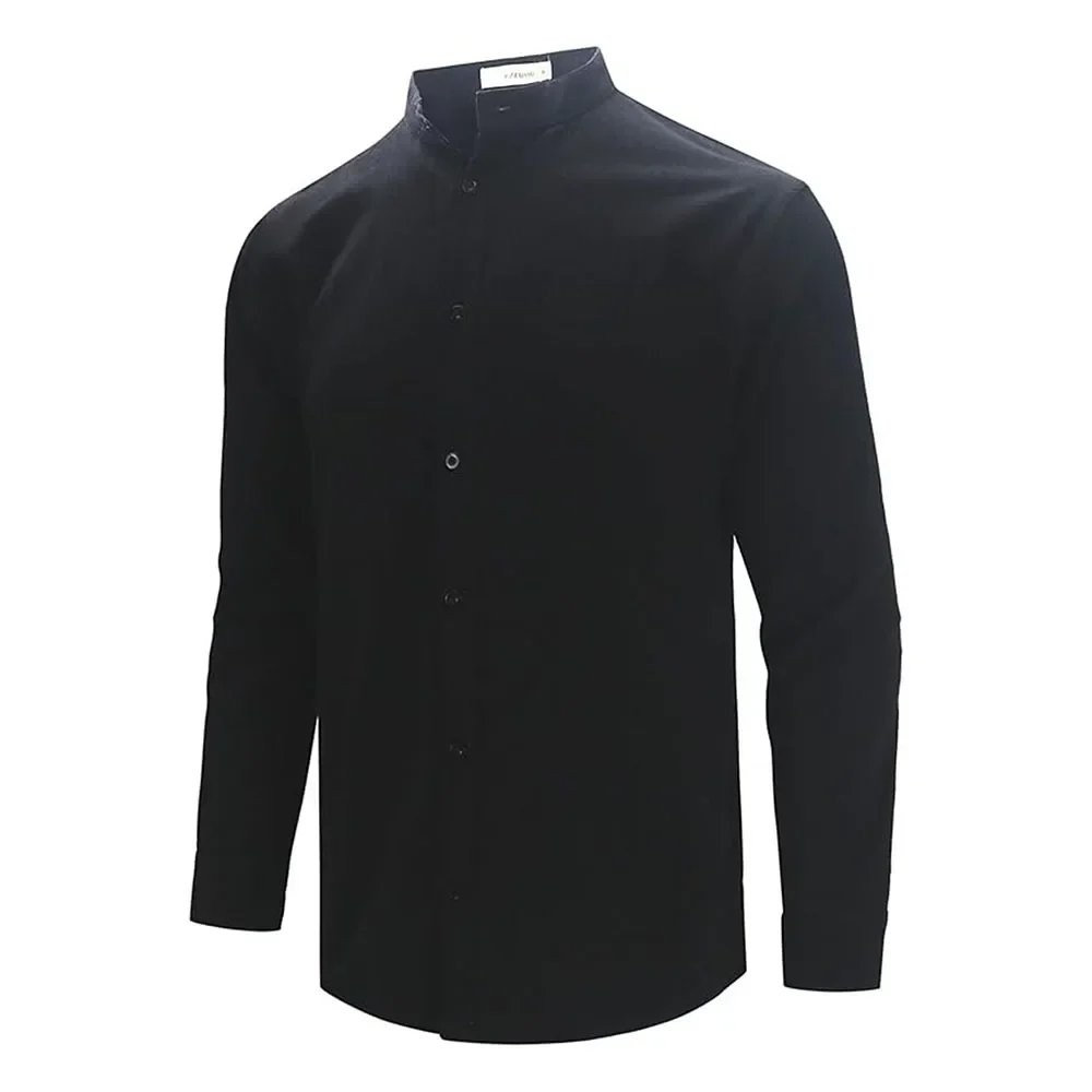 Elegante camisa de algodón y lino de manga larga - Imagen 5