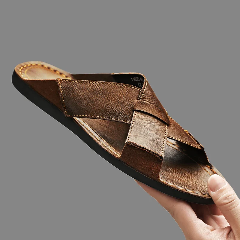 Zapatillas sin cordones de cuero de estilo retro para hombre - Imagen 5