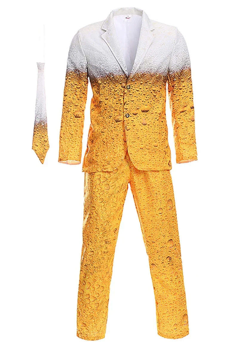 Déguisement Homme Bière : Veste Jaune et Blanche avec Motifs Mousse - Imagen 5
