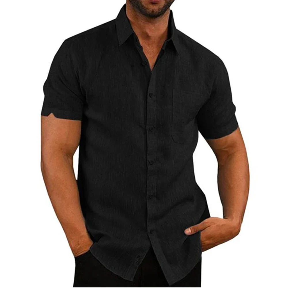 Camisa de manga corta de algodón y lino - Imagen 5