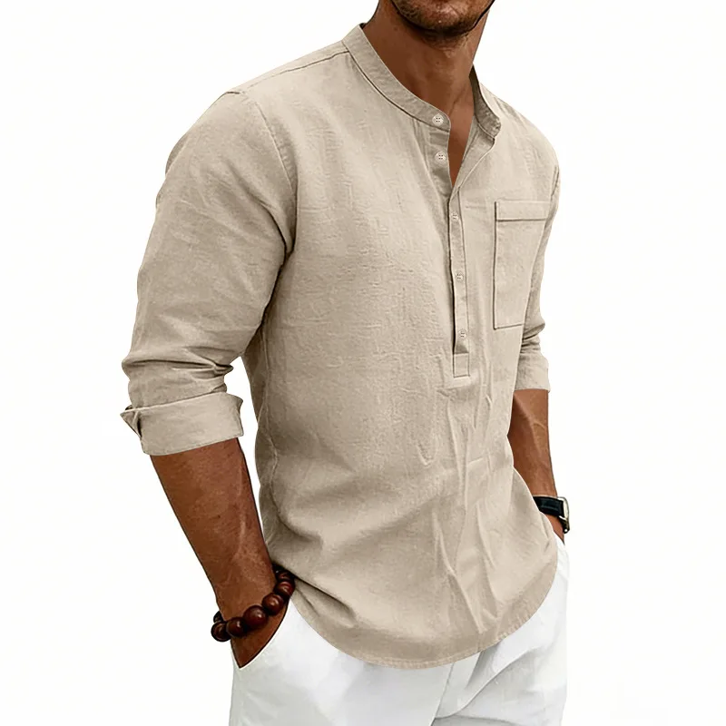 Camisa informal de lino para hombre - Imagen 6