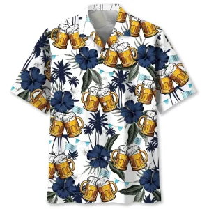 Chemise hawaïenne pour homme à motifs sur le thème de l'Oktoberfest et de la bière