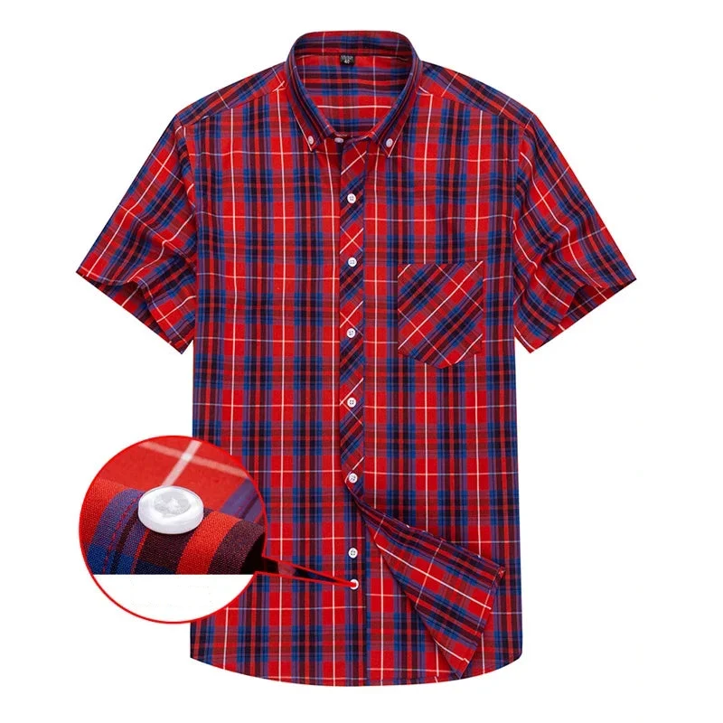 Camisa de algodón de manga corta a cuadros - Imagen 3