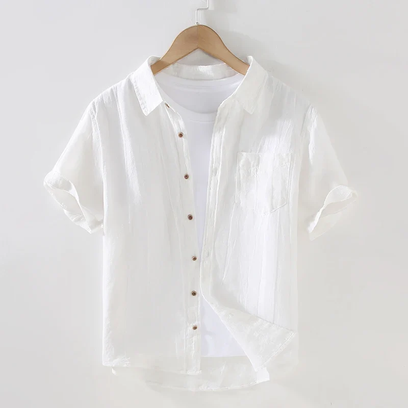 Elegante camisa de lino de manga corta - Imagen 5