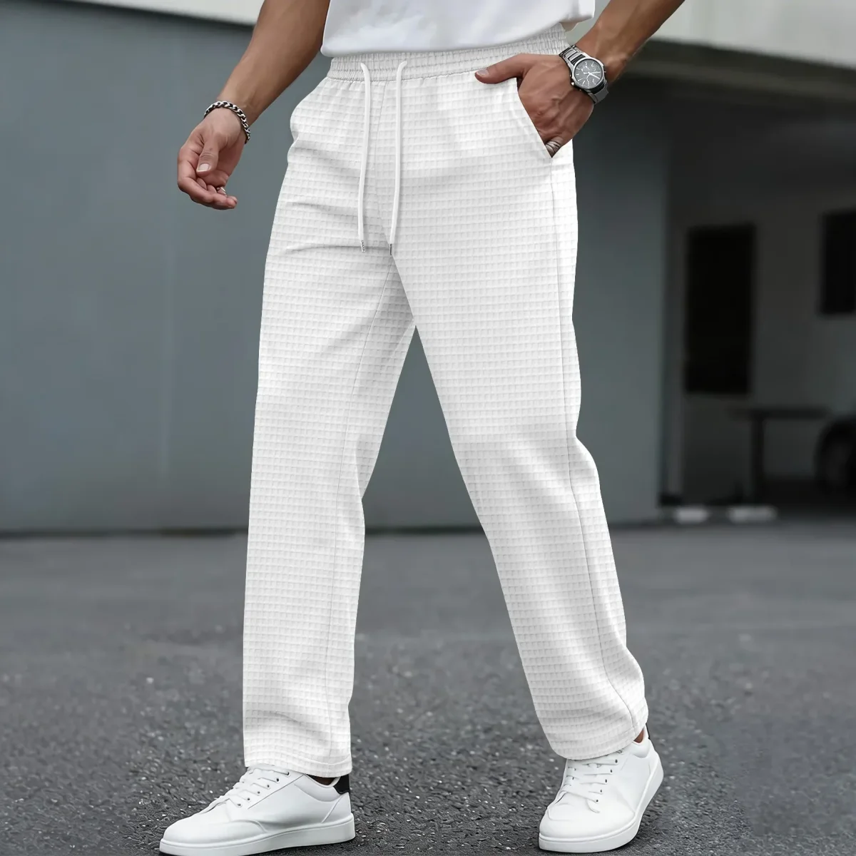 Pantalones elegantes de punto tipo gofre - Imagen 6