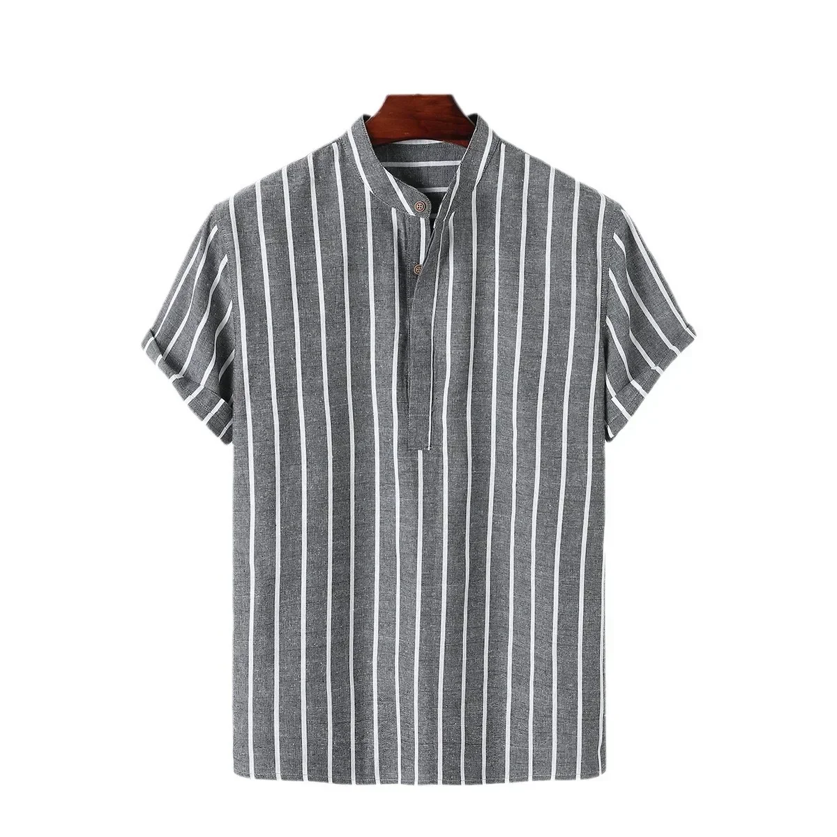 Elegante camisa a rayas de manga corta - Imagen 6
