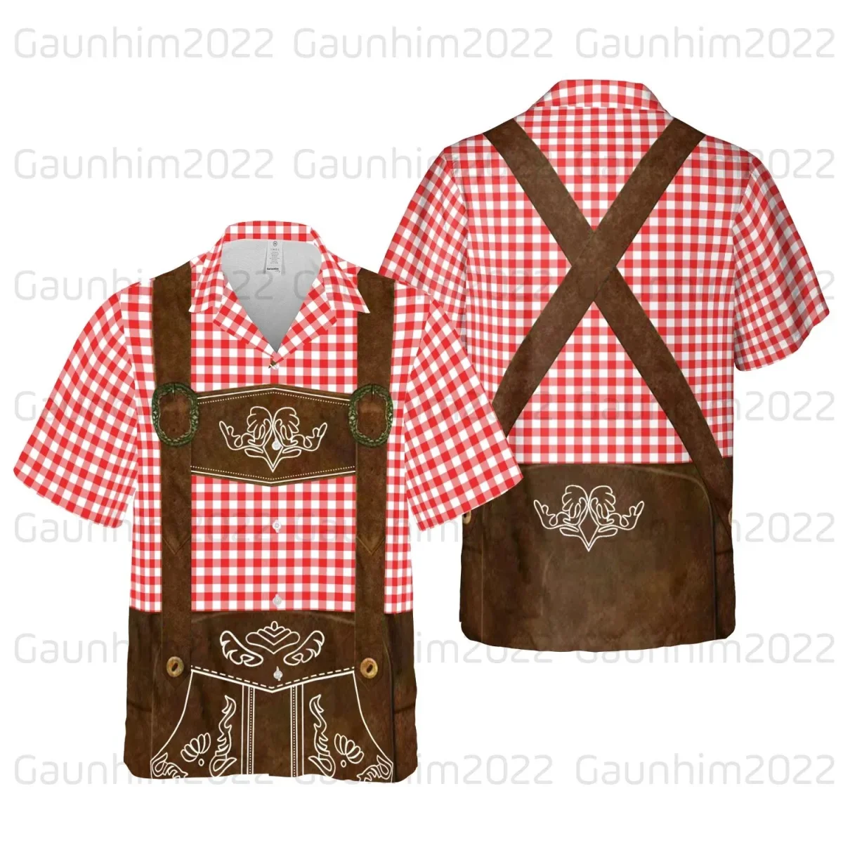 Chemise homme à manches courtes motif bretelles et thème Oktoberfest - Imagen 8