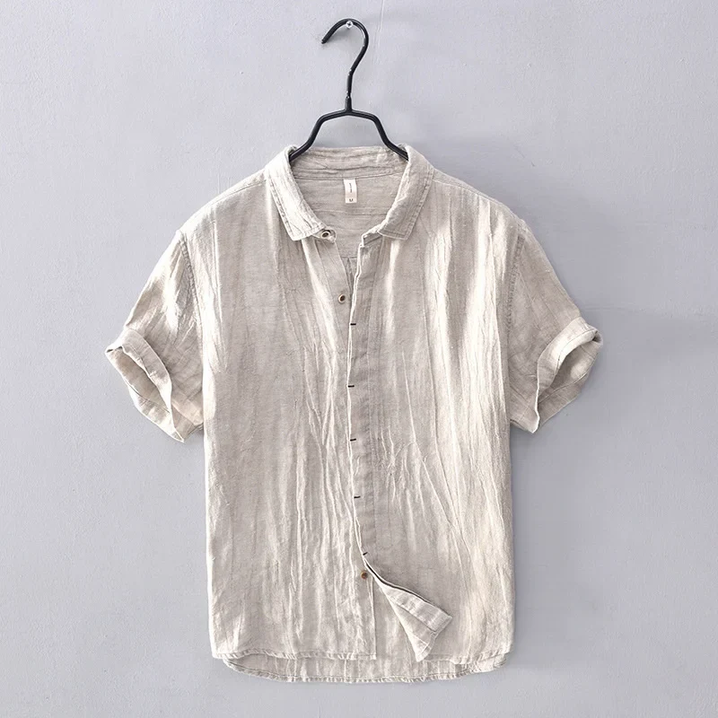 Elegante camisa de lino de estilo japonés - Imagen 4