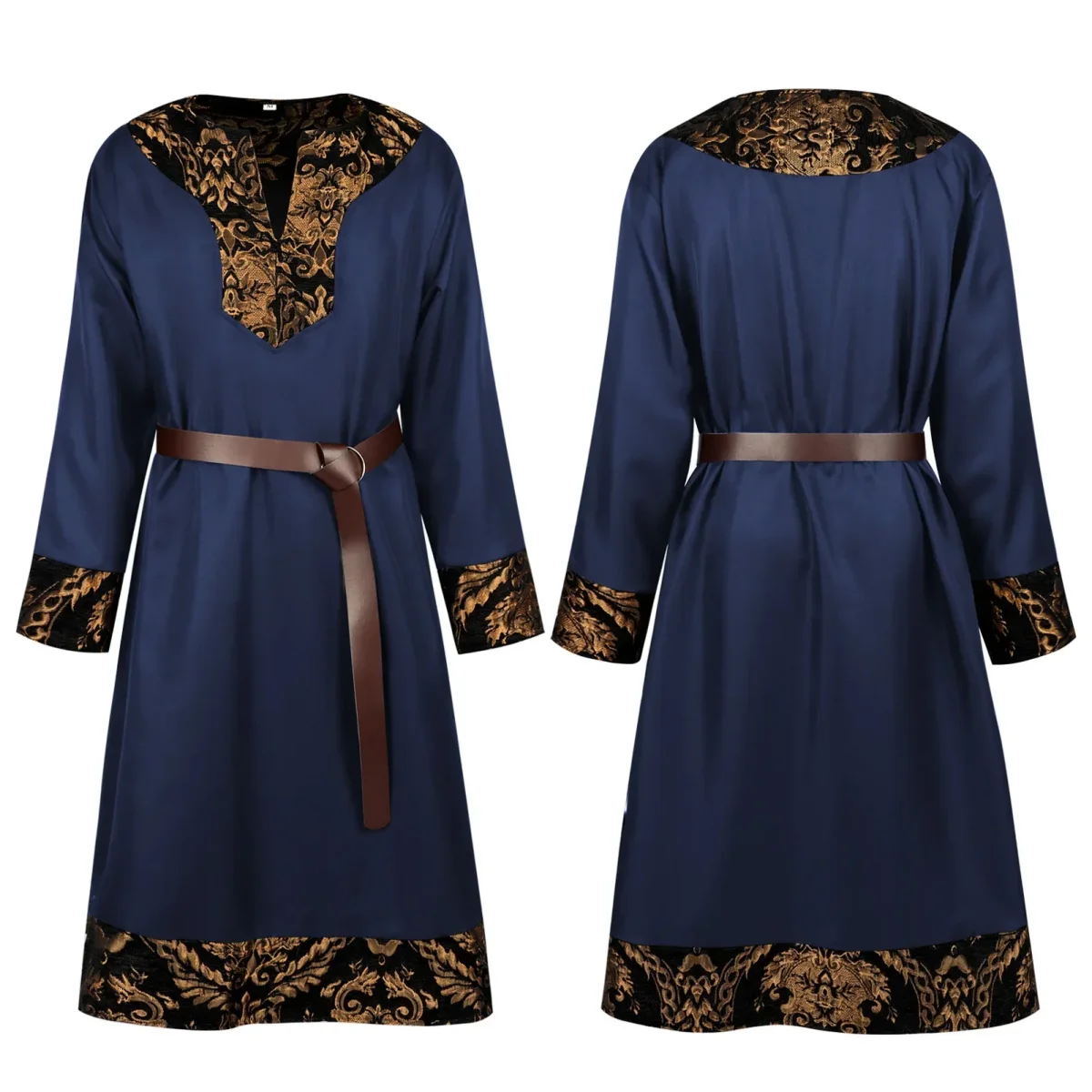 Tunique Médiévale Homme Manches Longues Motif Orné Ceinture - Imagen 5