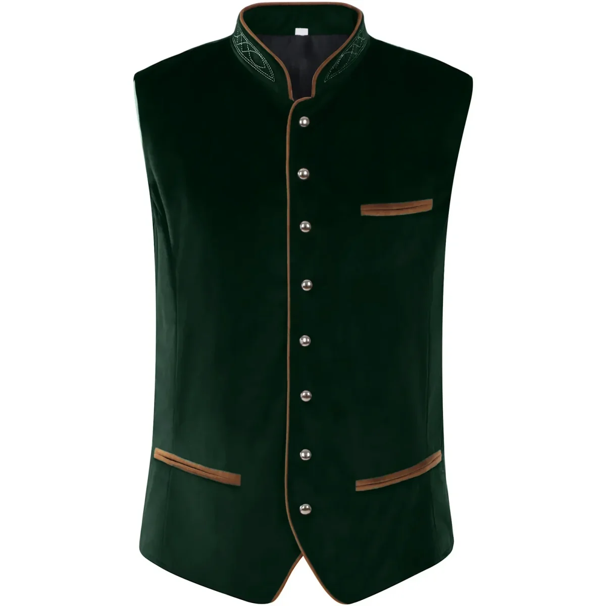Gilet en velours brodé et chemise à jabot pour homme style traditionnel allemand - Imagen 6