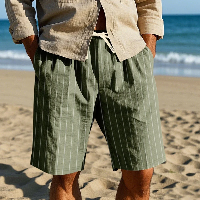 Pantalones cortos elegantes de lino a rayas - Imagen 3