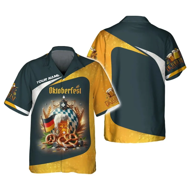 Chemise hawaïenne pour homme à motifs sur le thème de l'Oktoberfest et de la bière - Imagen 8