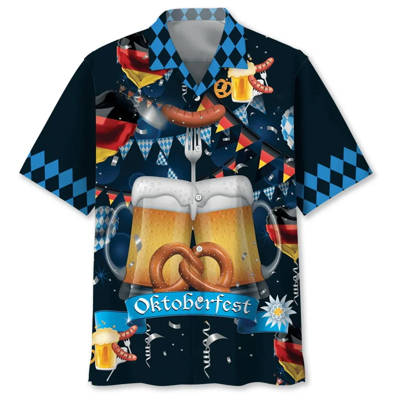 Chemise hawaïenne pour homme à motifs sur le thème de l'Oktoberfest et de la bière - Imagen 3
