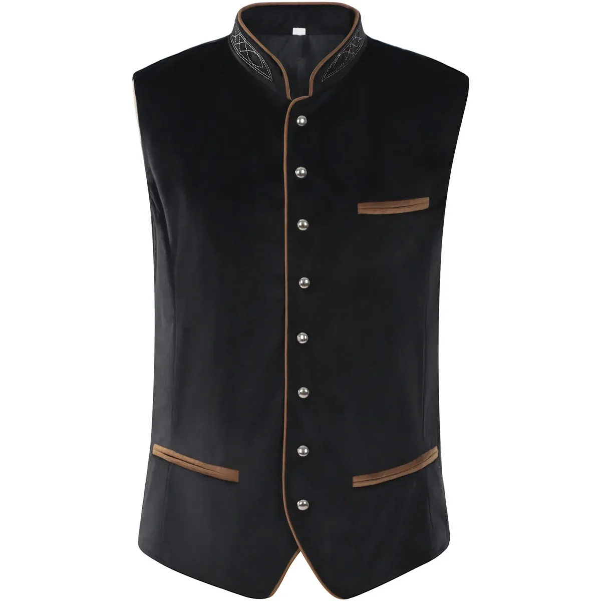 Gilet en velours brodé et chemise à jabot pour homme style traditionnel allemand - Imagen 5