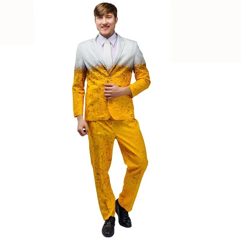 Déguisement Homme Bière : Veste Jaune et Blanche avec Motifs Mousse - Imagen 8