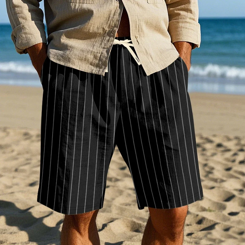 Pantalones cortos elegantes de lino a rayas - Imagen 5