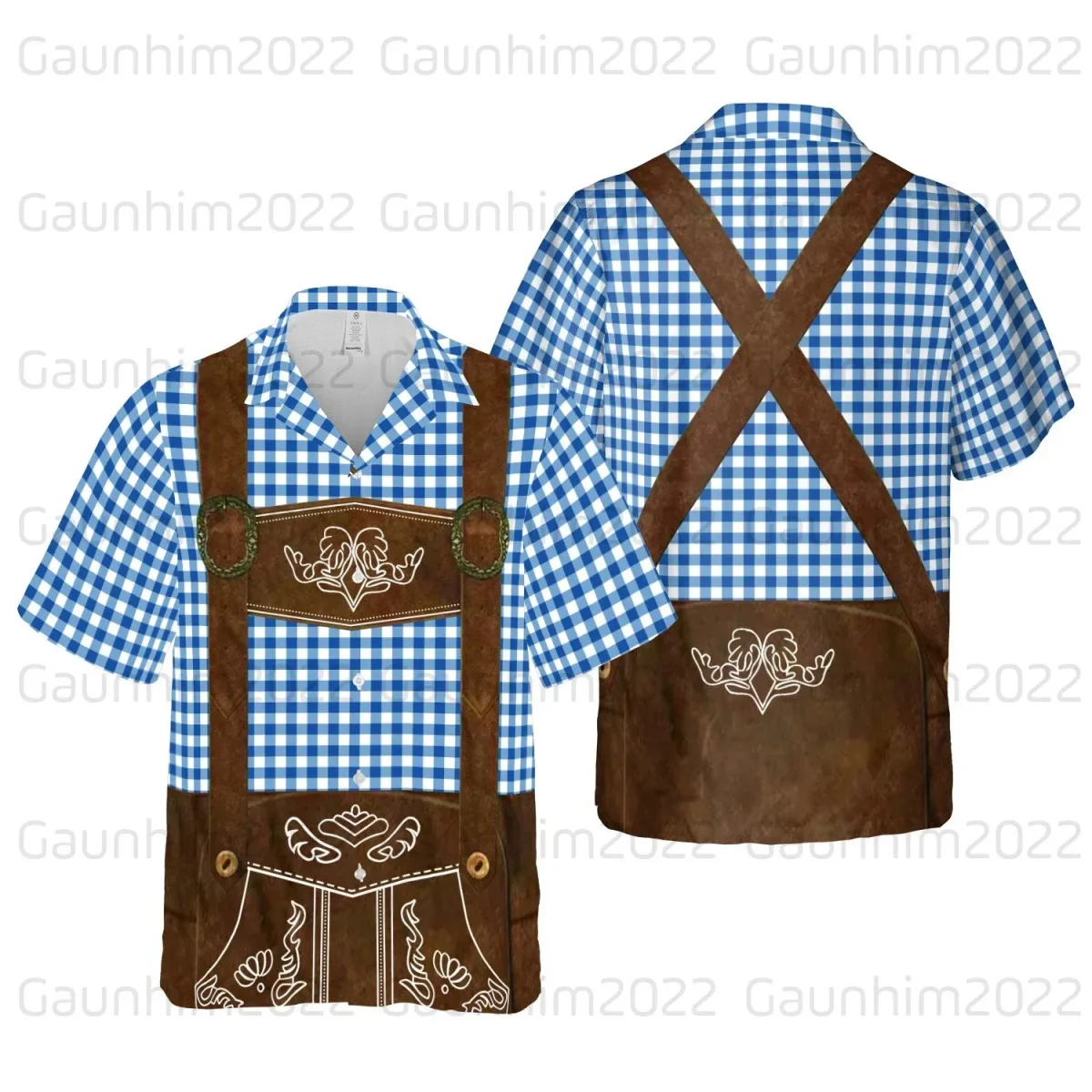Chemise homme à manches courtes motif bretelles et thème Oktoberfest - Imagen 5