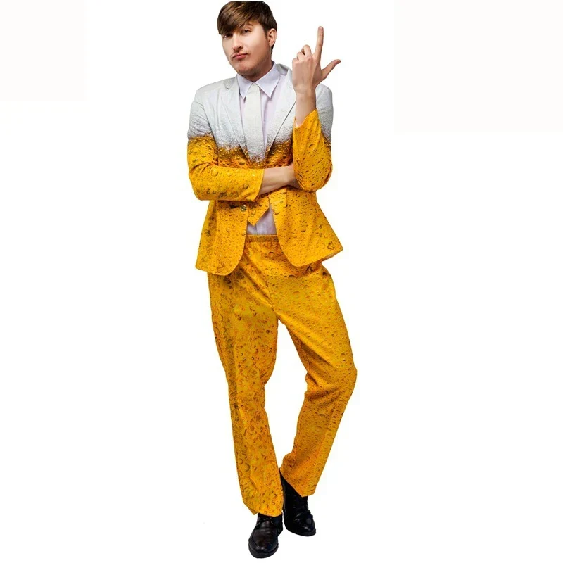 Déguisement Homme Bière : Veste Jaune et Blanche avec Motifs Mousse - Imagen 6