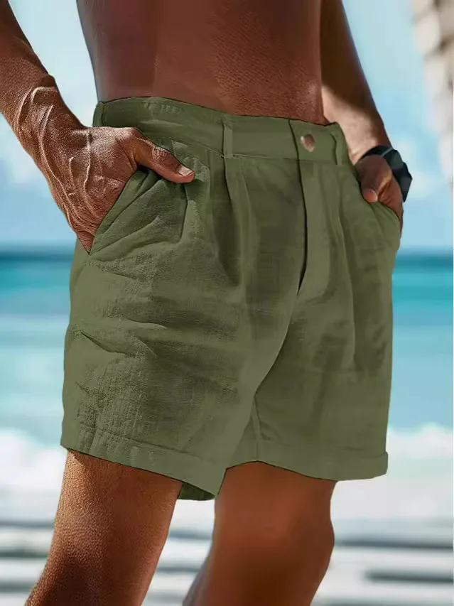 Pantalones cortos elegantes de algodón y lino - Imagen 9
