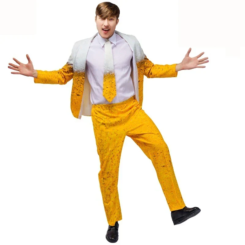 Déguisement Homme Bière : Veste Jaune et Blanche avec Motifs Mousse - Imagen 7