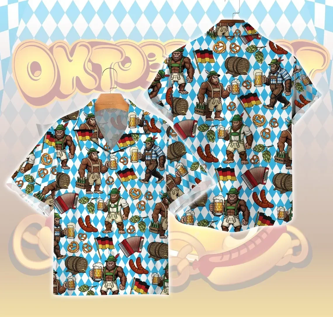 Chemise homme à manches courtes motif bretelles et thème Oktoberfest - Imagen 3