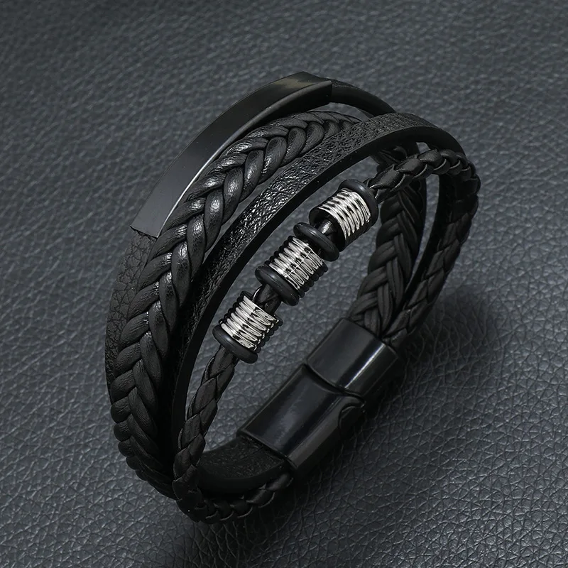 Pulsera de cuero para hombre con símbolo musical - Imagen 3