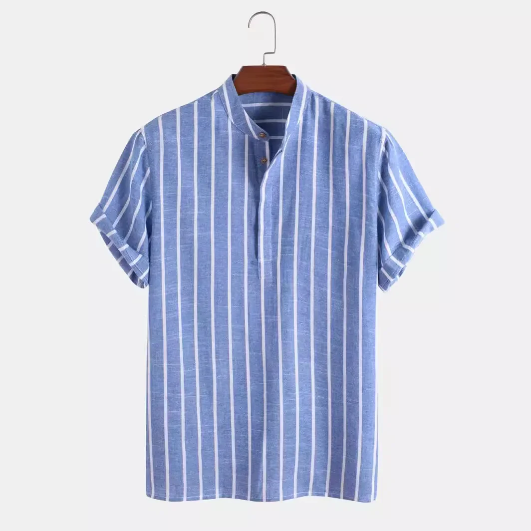 Elegante camisa a rayas de manga corta - Imagen 4
