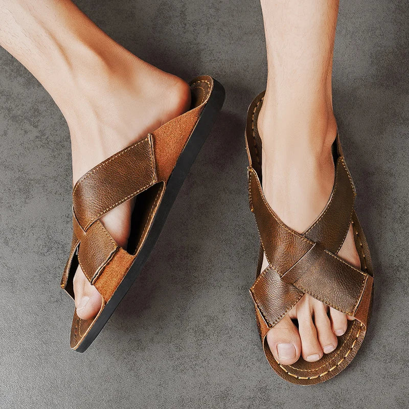 Zapatillas sin cordones de cuero de estilo retro para hombre - Imagen 7