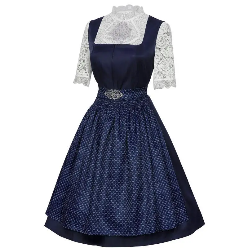Robe Dirndl Traditionnelle Femme avec Chemisier et Tablier - Imagen 6
